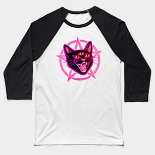 Demon Cat Hissing Cat Baseball T-Shirt